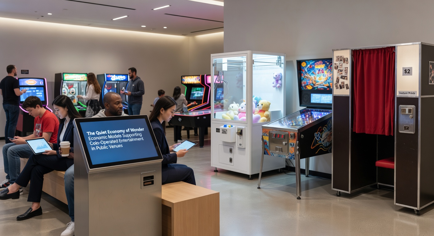 Detailansicht eines modernen Münzautomaten mit digitalem Zahlterminal und Umsatzanzeige